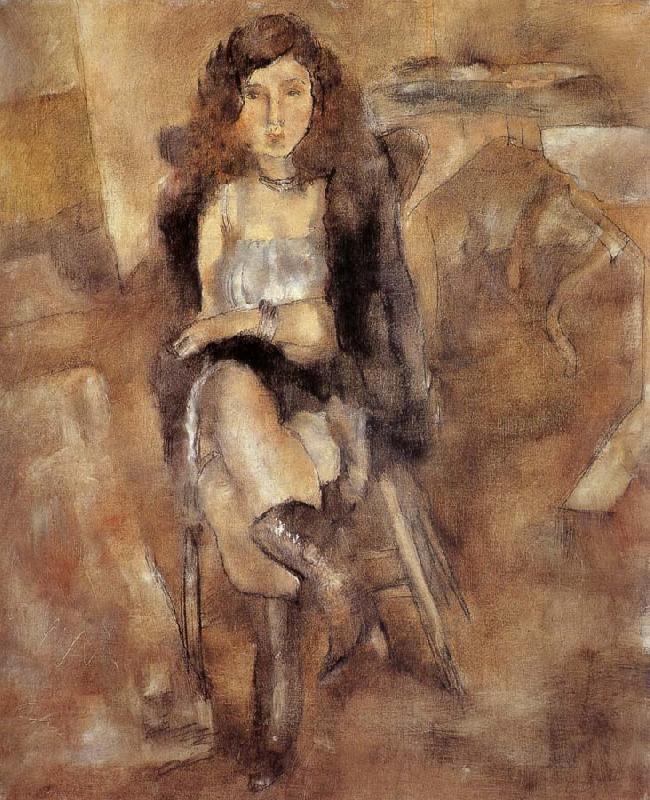 Jules Pascin Cloth put on the Female-s waist China oil painting art